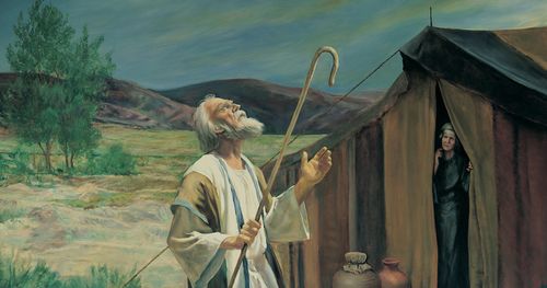 Abraham praying outside his tent