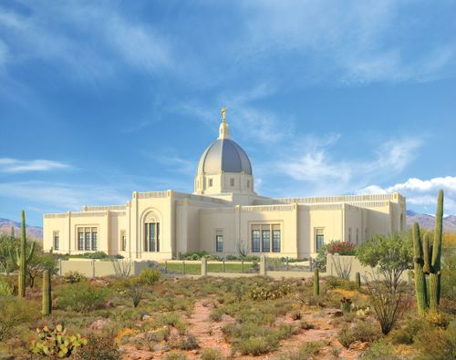 An artist's rendering of the Tucson Arizona Temple.