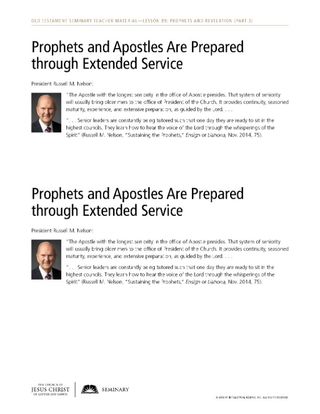 Prophets and Apostles Are Prepared through Extended Service handout