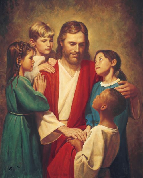 Jesus Christ with children from around the world.