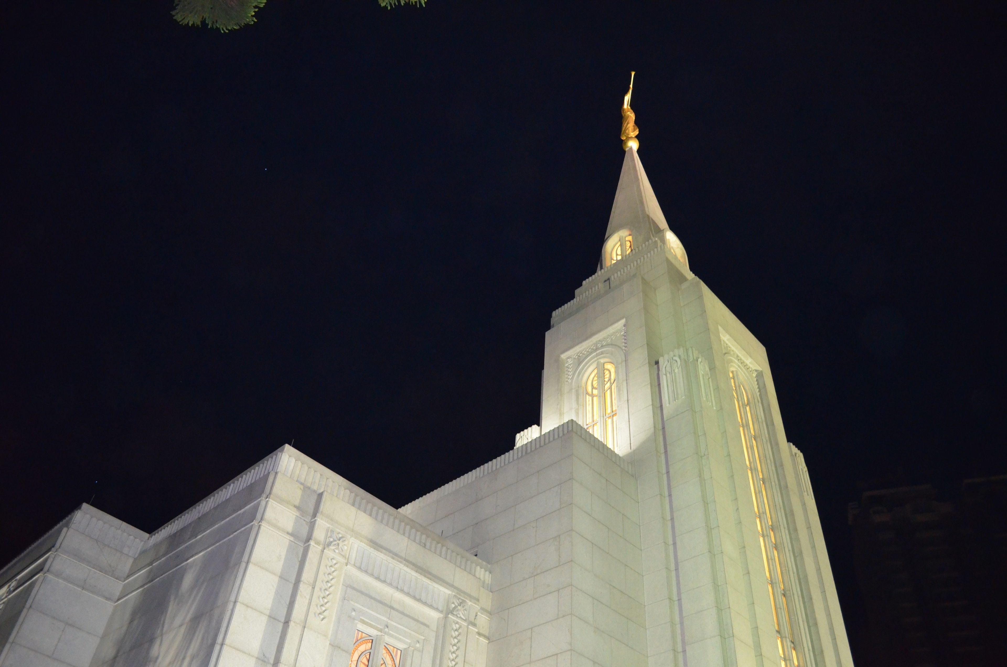The Curitiba Brazil Temple spire, including the exterior of the temple.