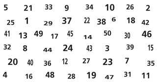 field of numbers 1 to 50