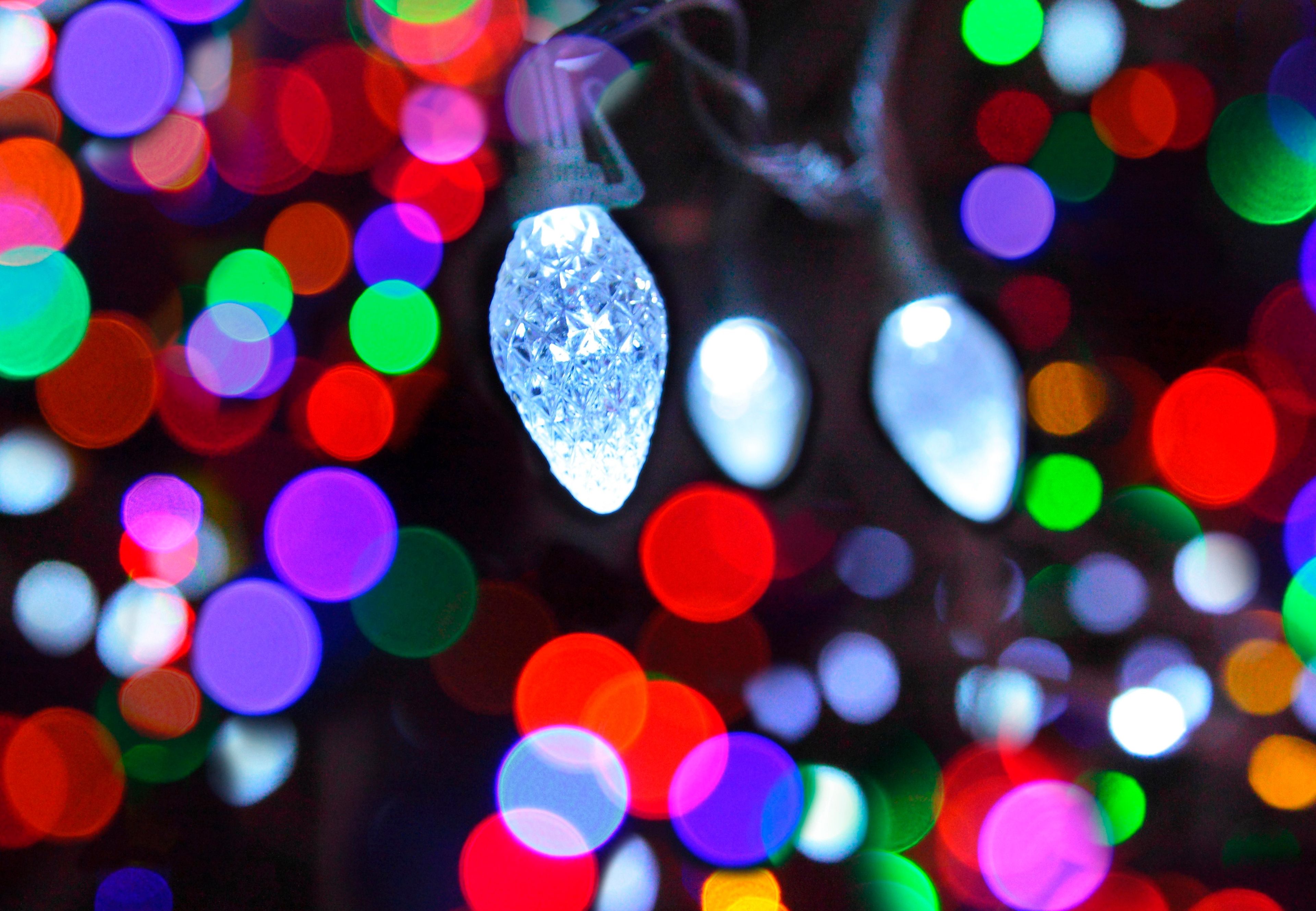 An image of colored Christmas lights.