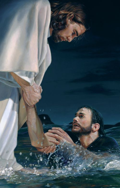 Cristo con Pedro en las aguas
