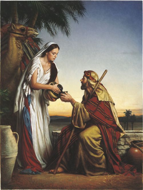 Rebekah and servant at well