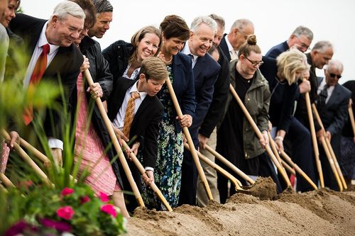 Elder Brent H. Nielson and others at groundbreaking for Burley Idaho Temple
