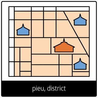 Pictogramme de l’Évangile pour « pieu, district »