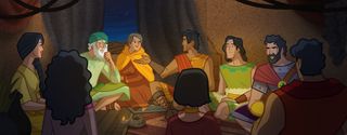 Nephi talking to Ishmael’s family