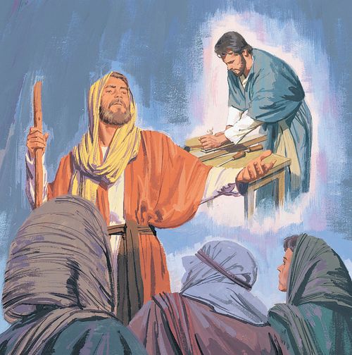 A prophet explains that Jesus would look like other people.  Jesus is depicted using carpentry tools. - intro.-10