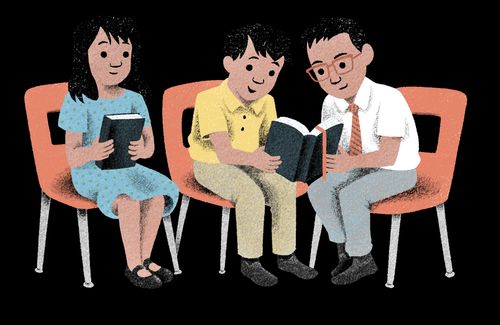 Crianças a partilhar as escrituras