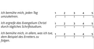 Skala von 1 bis 5 für jede Aussage