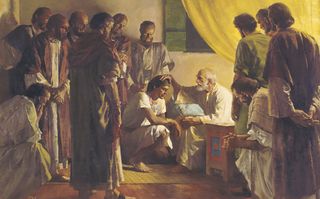 Jacob Blessing His Sons (Jacob Blessing Joseph) [Jákób megáldja a fiait (Jákób megáldja Józsefet)]. Készítette: Harry Anderson