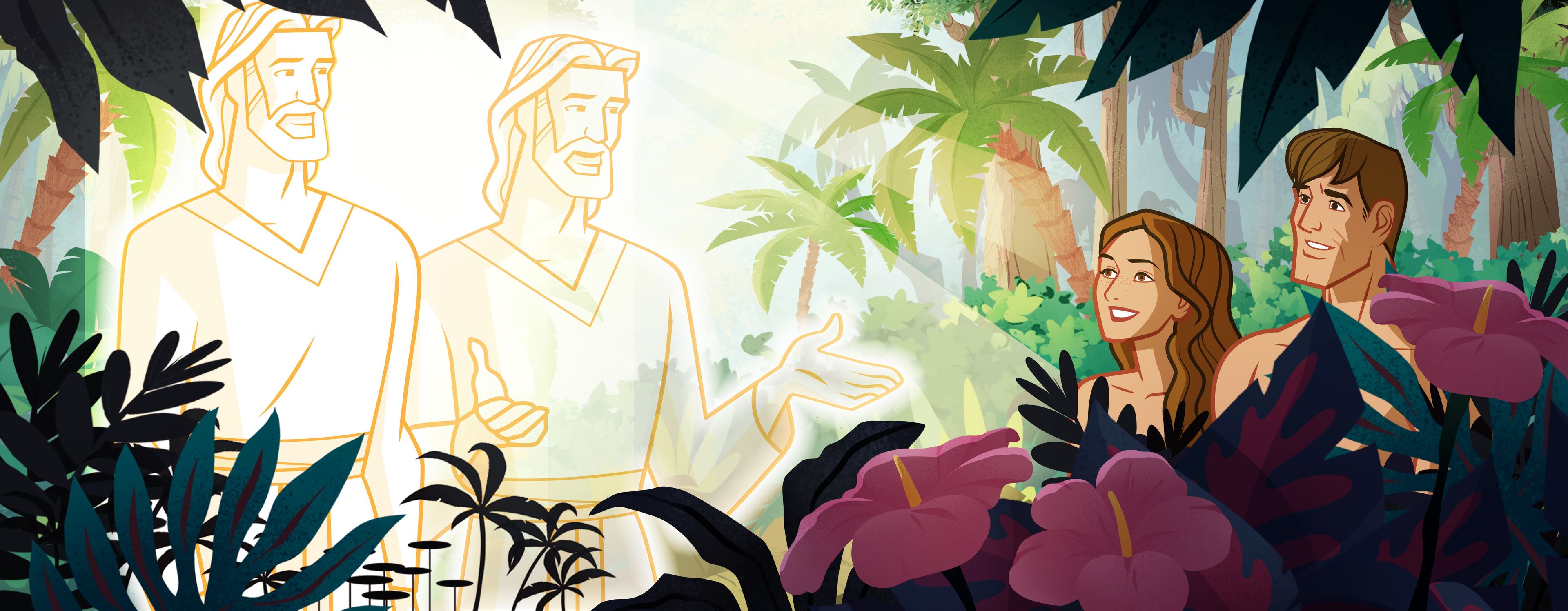 Illustration of Adam and Eve in the Garden. Exodus 6:2–3; 2 Chronicles 20:20; Amos 3:7; 2 Peter 1:21; Moses 2:1
