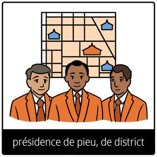 Pictogramme de l’Évangile pour « présidence de pieu, de district »