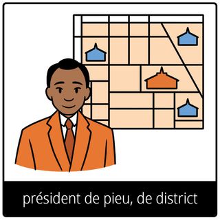 Pictogramme de l’Évangile pour « président de pieu, de district »