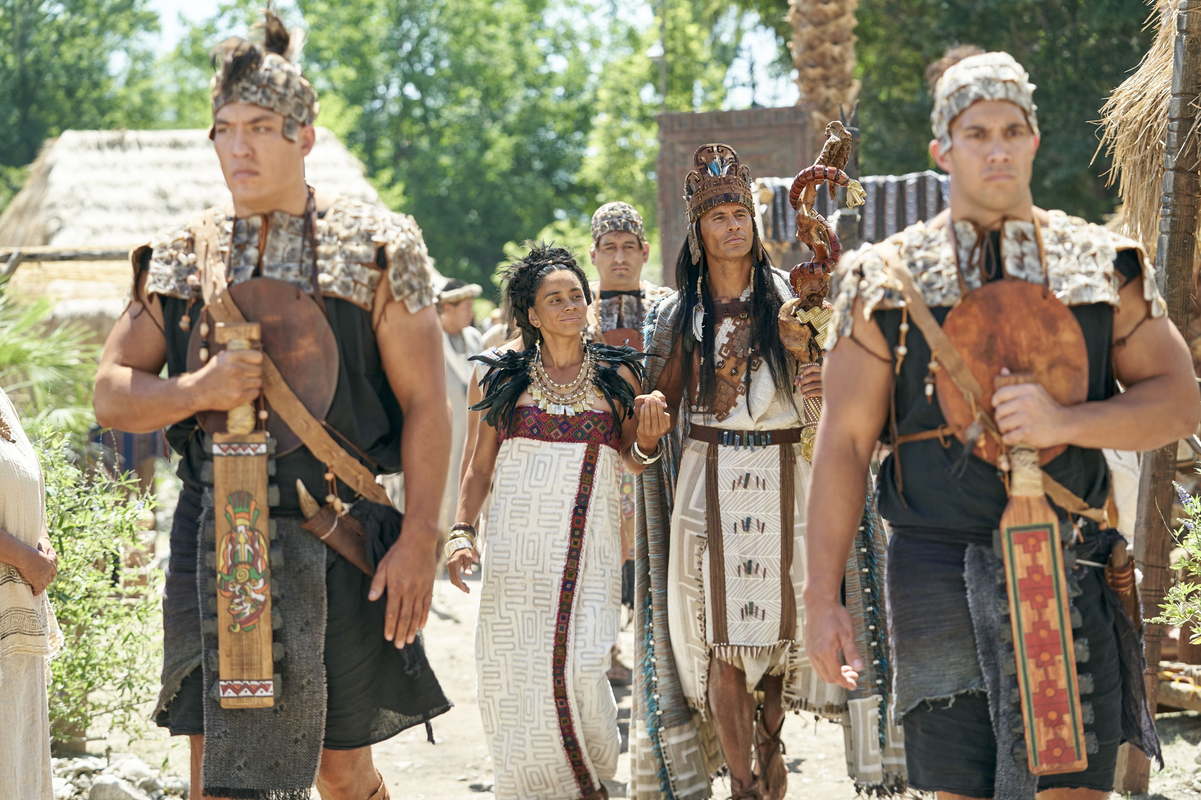 King Lamoni and his wife lead a procession of Lamanites in the land of Ishmael.