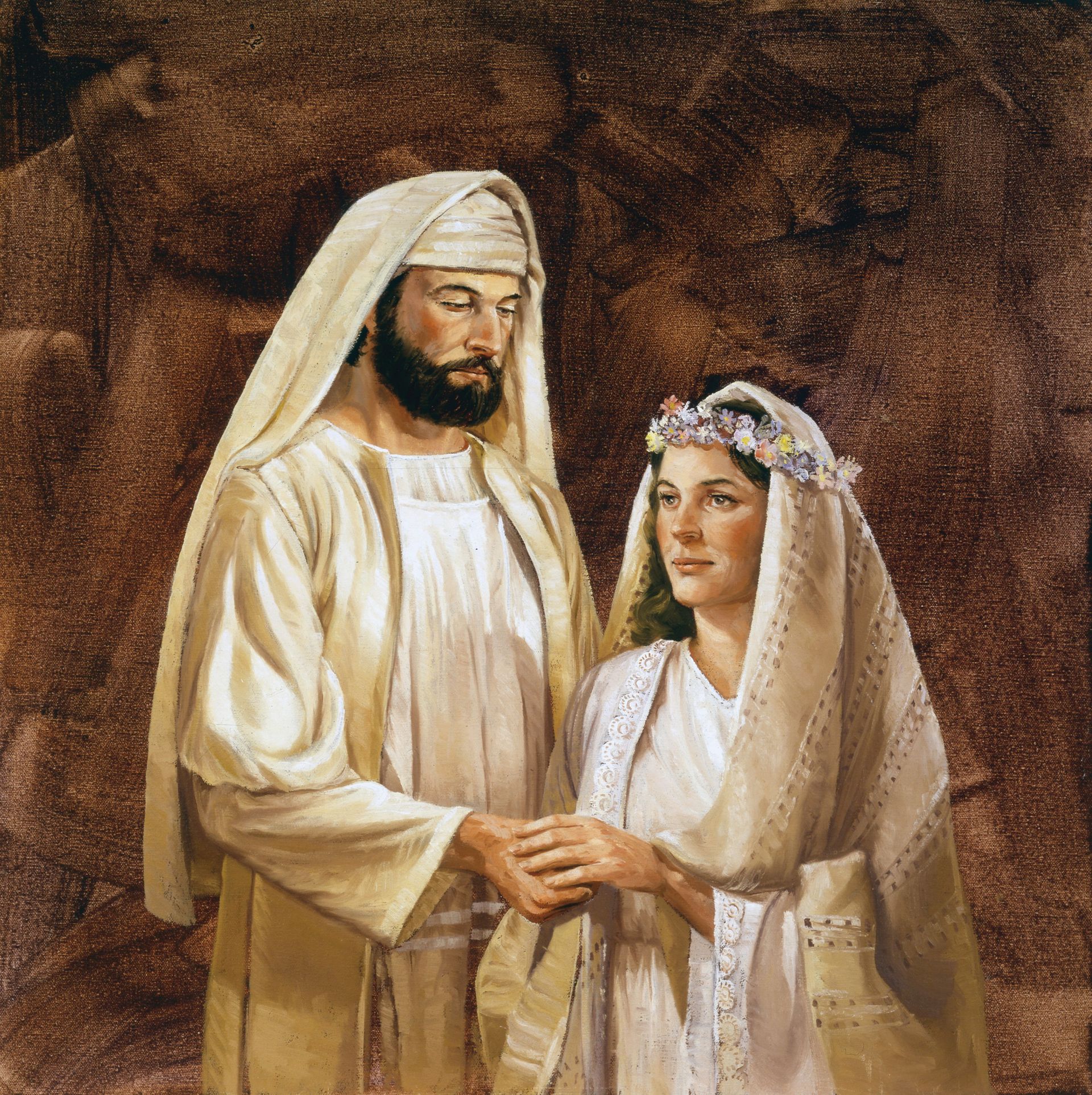 A depiction of a New Testament–era bride and groom, by Lyle Beddes.