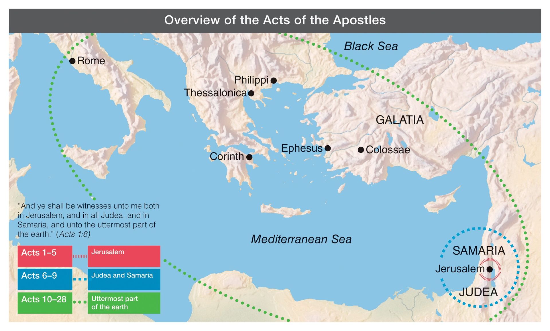 A map of the regions in the book of Acts. © undefined ipCode 1.