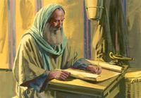 Apostle writing on scroll