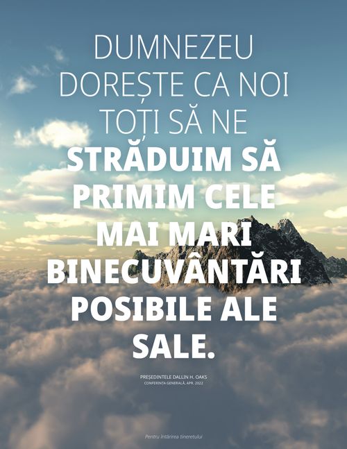 afiș cu munți care se ridică printre nori