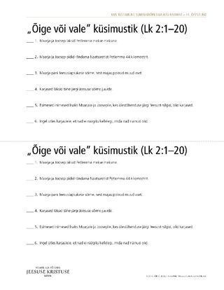 käsileht, õige-vale küsimustik