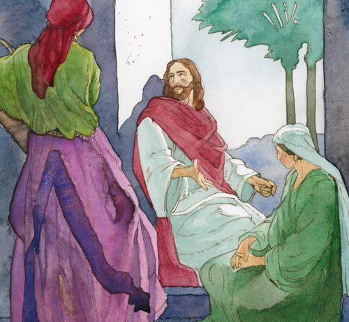 Jesus teaching two women