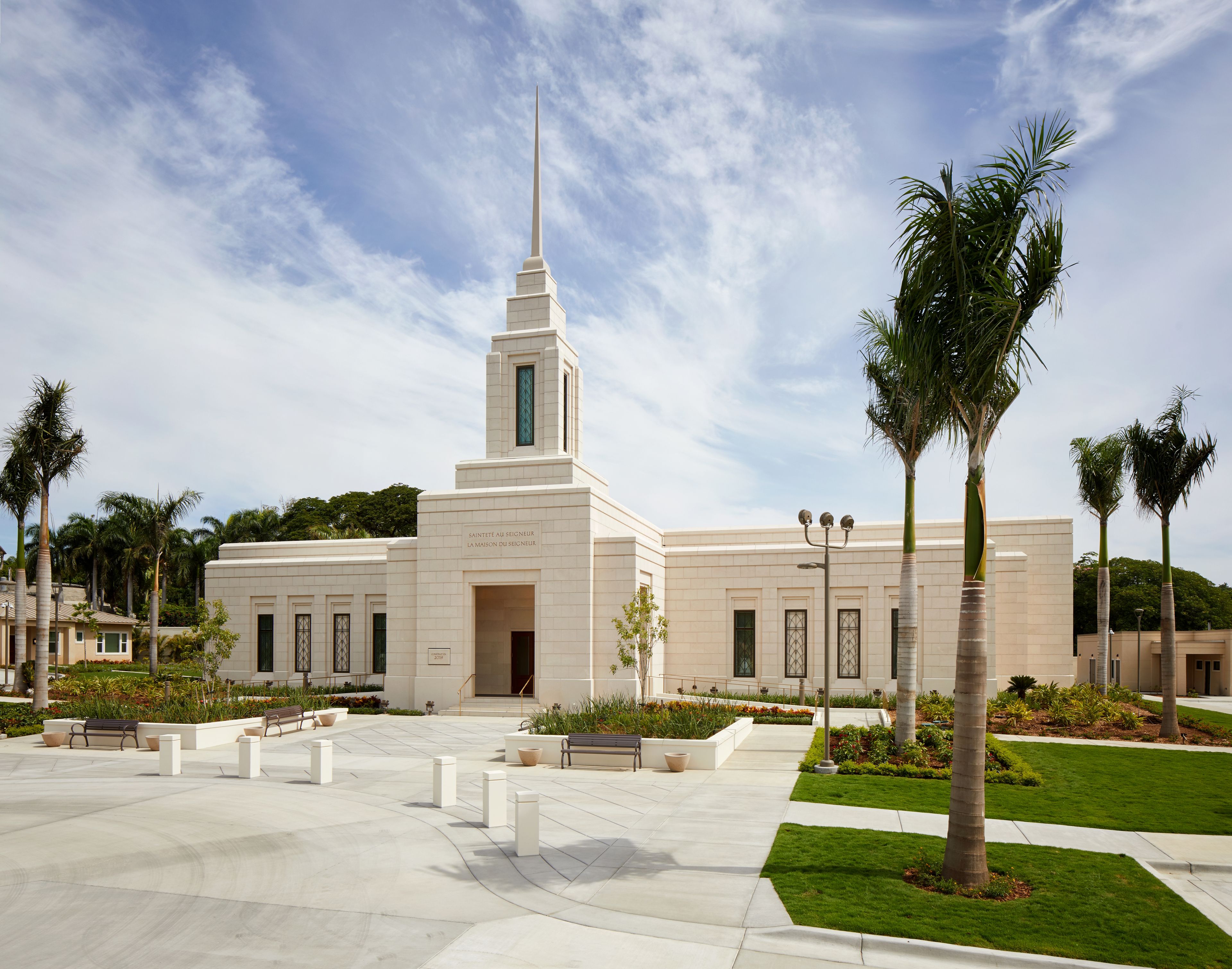 A view of the main entrance of the Port-au-Prince Haiti Temple.