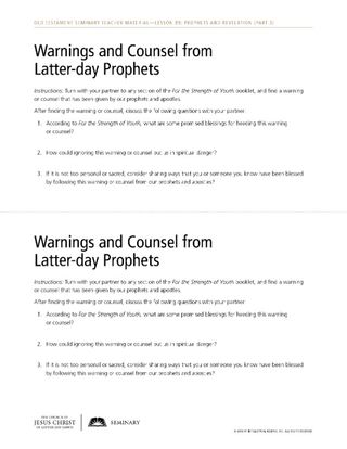 Warnings and Counsel from Latter-day Prophets