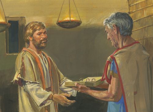 Nephi giving plates to Jacob