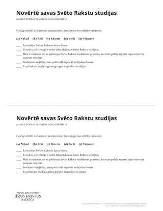 Scripture Study Evaluation handout