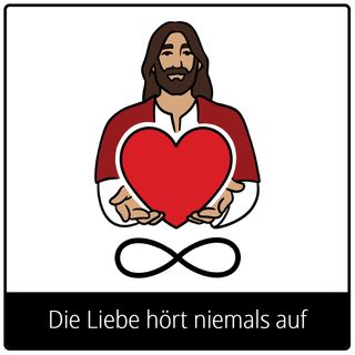 Symbol für Evangeliumsbegriff: Die Liebe hört niemals auf