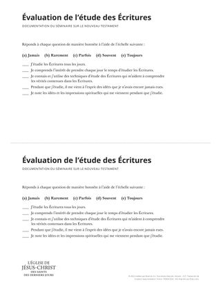 Scripture Study Evaluation handout