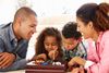 Family playing a game