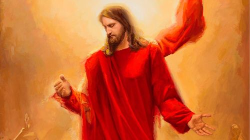 le Christ portant une tunique rouge