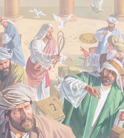 Jesus uses a whip to drive the money changers from the temple - ch.13-4