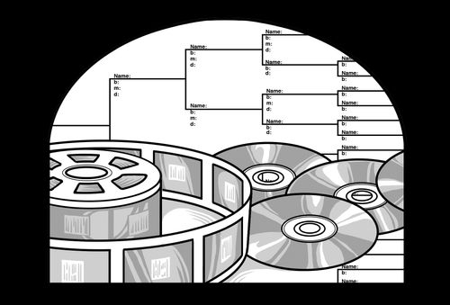 cuadro genealógico, microfilme y discos compactos