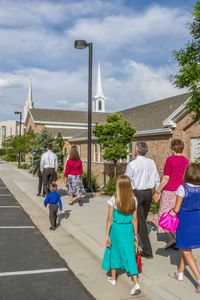 family going to church