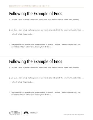 handout, following the example of Enos