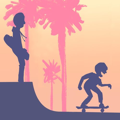 two boys skateboarding