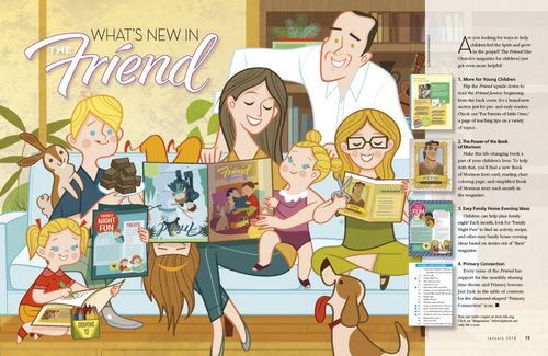 family using magazine