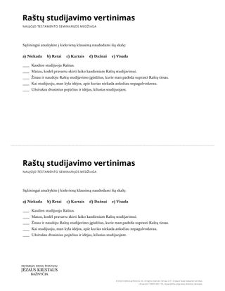 Scripture Study Evaluation handout