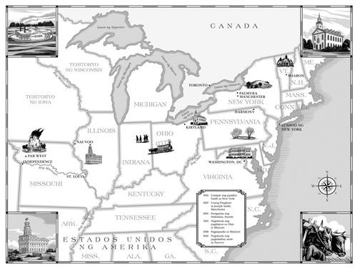 mapa ng silangan at gitnang kanlurang USA