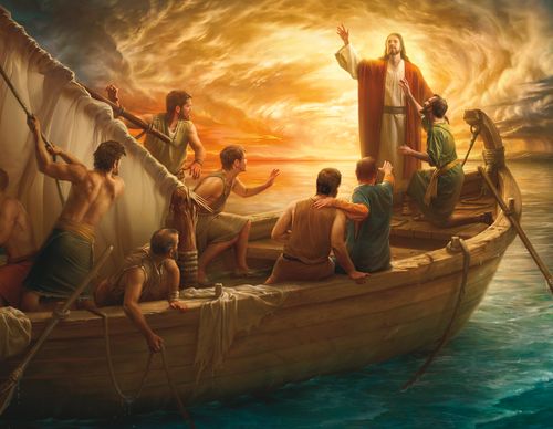 Christ on boat with Apostles