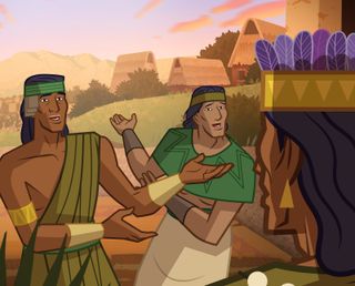 Two servants explain to King Lamoni what happened