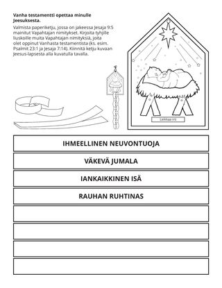 tehtäväsivu: Vanha testamentti opettaa minulle Jeesuksesta