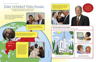 map of Russia and pictures of Elder and Sister Uchtdorf in Russia