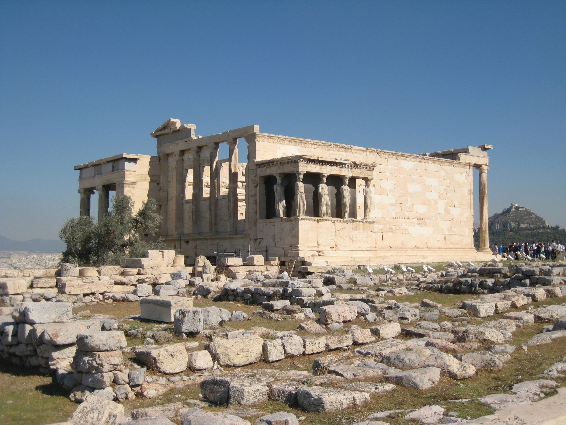 The Erechtheion was a Greek temple built in the late fifth century BC on the north site of the Acropolis.