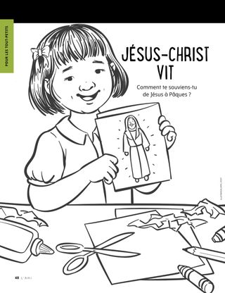 Coloriage d’un enfant tenant une image de Jésus