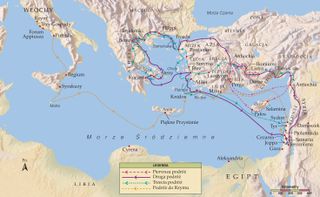 Mapa przedstawiająca podróże Pawła