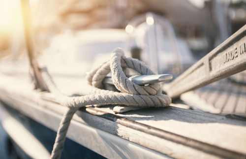 mooring rope and bollard at a harbor